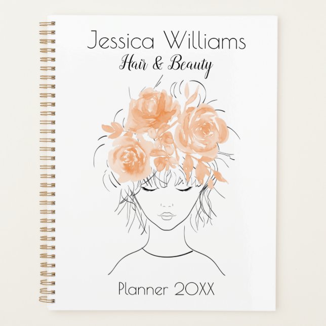 Agenda Rosas de cor de água de pêssego bonito, bonitinha  (Frente)