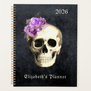 Agenda Rosas de crânio gótico personalizados 2026