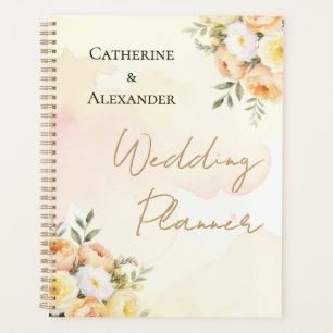 Agenda Rosas Elegantes em Aquarela para Casamento