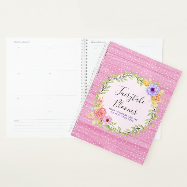 Agenda Rosas Florais Whimsical & Rapariga De Madeira Rosa (Exibição)