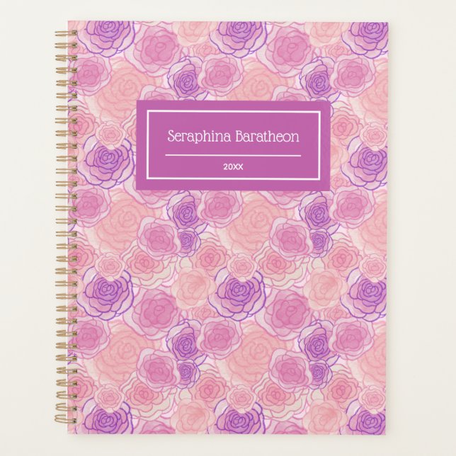 Agenda Rosas Hippy Românticos Personalizados Florais Pers (Frente)