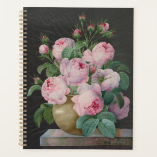 Agenda Rosas rosa em um vaso - Pierre Joseph Redouté