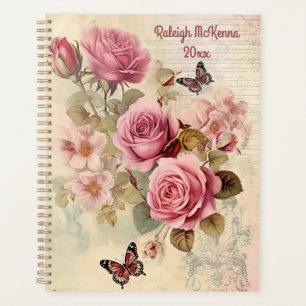 Agenda Rosas Rosa Estilo de Diário Lixo Ilustração Clássi