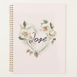 Agenda Rosas Rosadas Românticas Penas Coração Amor
