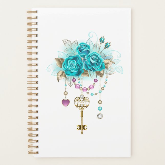 Agenda Rosas Turquesas com Chaves (Frente)