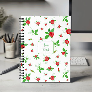Agenda Rosas vermelhas com Folhas Verdes no Padrão Floral
