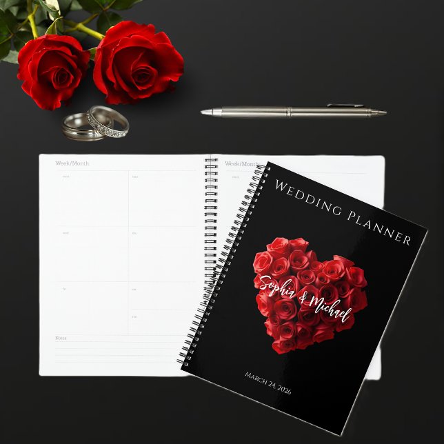 Agenda Rosas Vermelhas em Forma de Coração-Casamento (Heart Shaped Red Roses-Wedding-Planner )