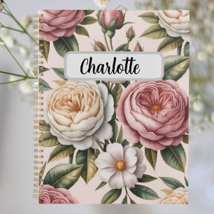 Agenda Rosas vintage personalizadas Meta de produtividad