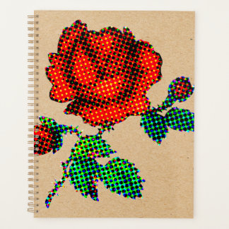 Agenda Rose Bloom Halftone on Brown Paper Fine Art