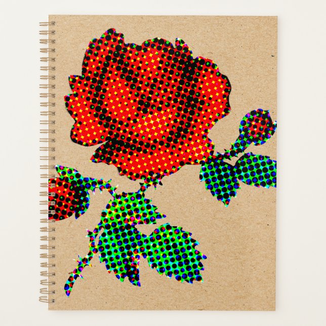 Agenda Rose Bloom Halftone on Brown Paper Fine Art (Frente)