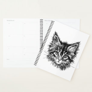 Agenda Rosto de gatinho preto e branco