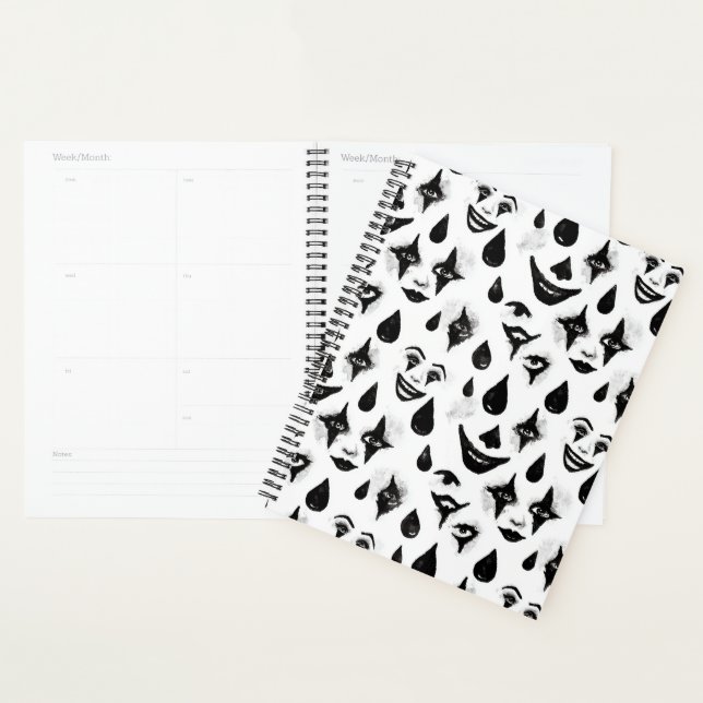 Agenda Rostos de Palhaço de Circo Preto Branco (Exibição)