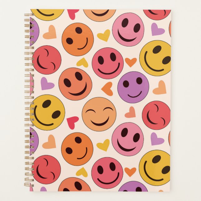 Agenda Rostos felizes sorridentes coloridos com corações  (Frente)