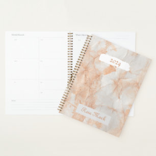 Agenda Roteiro de mármore rosa personalizado
