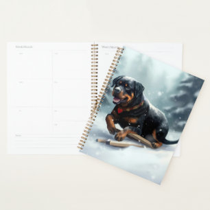 Agenda Rottweiler Natal neve inverno Almofada de Arremess