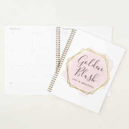 Agenda Rouge Corado Aquarela & Moderno Dourado Geométrico
