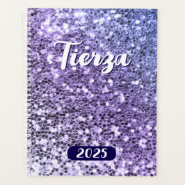 Agenda Roxo Azul Ombre Glitter Grosso Personalizado 2025
