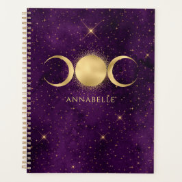Agenda Roxo da Lua Dourada Celestial Personalizado