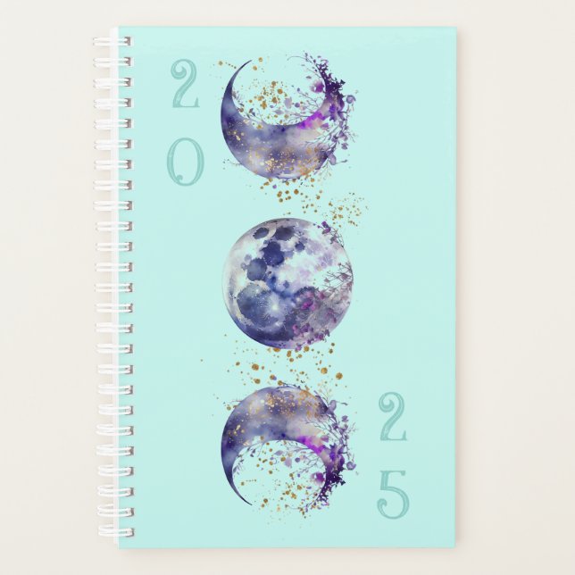 Agenda Roxo da Lua Tripla e Dourado (Frente)