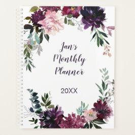 Agenda Roxo Rosa Malva Lavanda Floral Aquarela