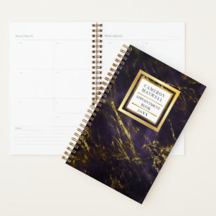 Agenda Roxo Simplesmente Elegante Nomeação de mármor