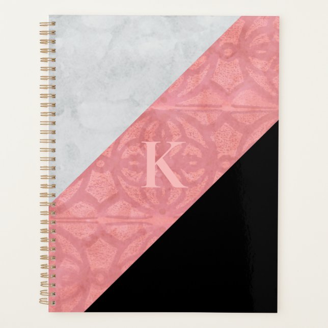 Agenda Ruddy Pink Batik E Cinza Watercolor Letra (Frente)