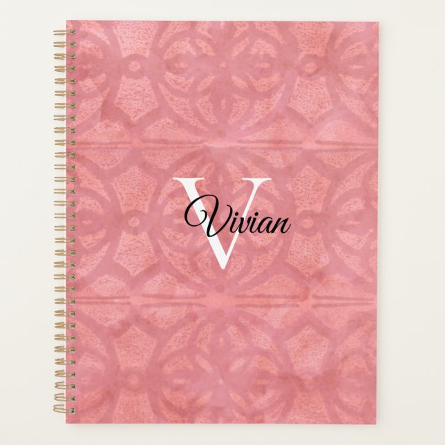Agenda Ruddy Pink Batik Elegante Monograma (Frente)