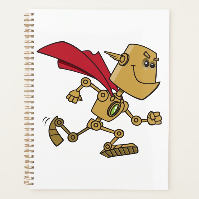 Agenda Running Robot Superhero Cartoon Character (Frente)