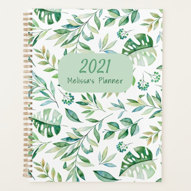 Agenda Russo do Padrão Botânico Personalizado 2021 (Frente)