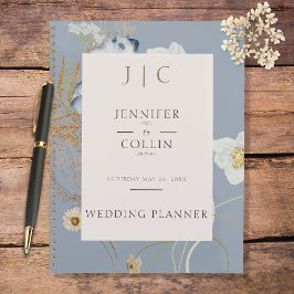 Agenda Russo Flores Selvagens Monograma Dusty Blue