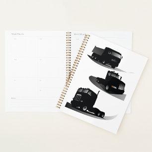 Agenda Russo Três Caminhões Negros Vintage Design