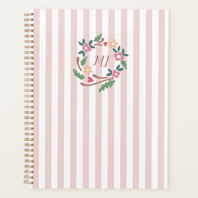 Agenda Russo Wreath Monograma de Flores Selvagens (Frente)