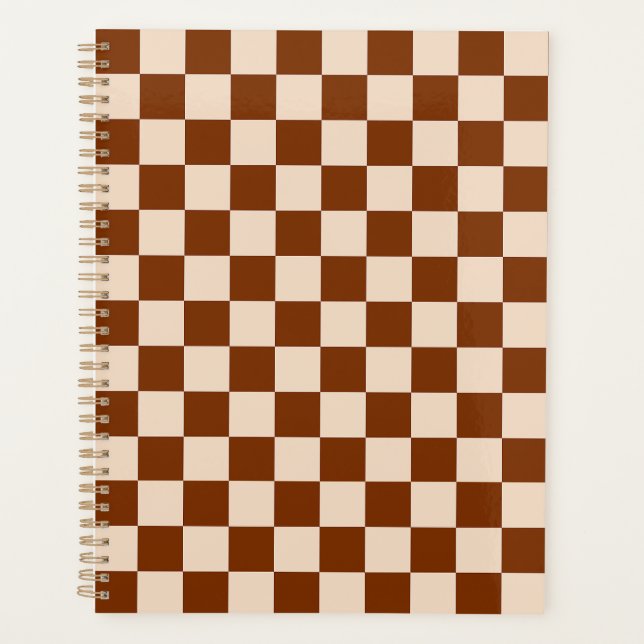 Agenda Rust brown and beige checkerboard pattern (Frente)