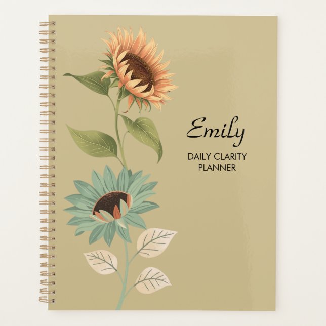 Agenda Rustic Beige Sunflower Daily Clarity Planner (Frente)
