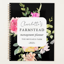 Agenda Rustic Floral Farmstead Management Black