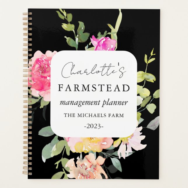 Agenda Rustic Floral Farmstead Management Black (Frente)