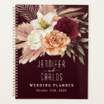 Agenda Rustic Floral Wedding Planner<br><div class="desc">Rústico,  boho,  elegante e romântico burgundy e livro de planejadores de casamento de terracotta com adoráveis flores de aquarela e grama pampas.</div>