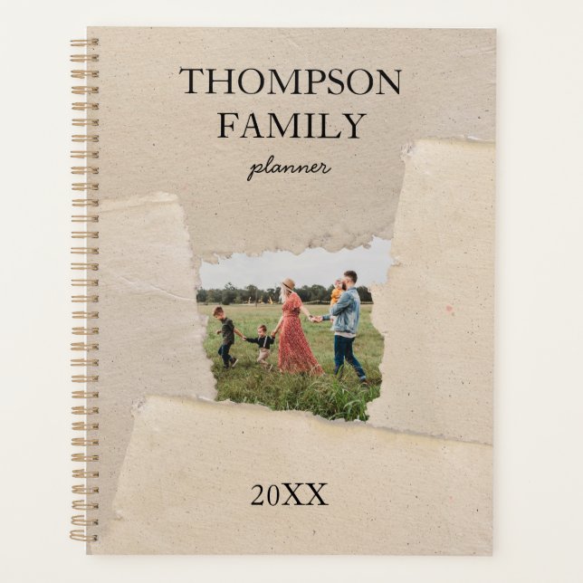 Agenda Rustic Vintage Paper Personalizado Foto Mensal (Frente)