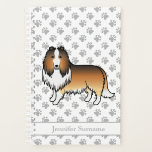 Agenda Sable Rough Collie Cute Cartoon Cão & Nome