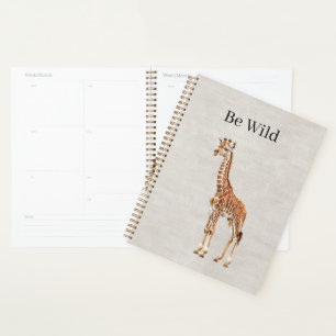 Agenda Safari de Girafa Animal Linho Falso