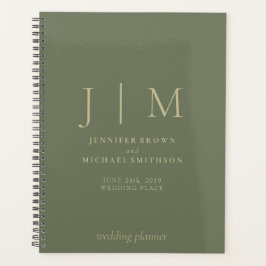 Agenda Sage e Dourado Casamento de Dia Simples