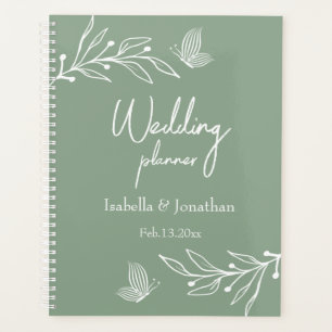 Agenda Sage elegante romântico casamento floral verde