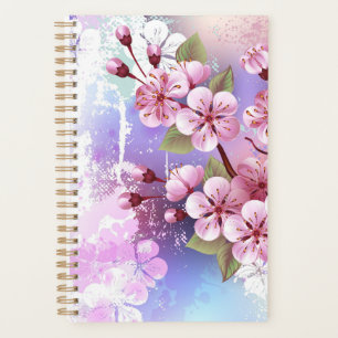 Agenda Sakura rosa no fundo da pintura