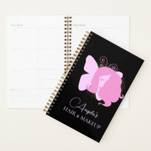 Agenda Salão de Maquiagem Butterfly Woman Rosa Preto Rote