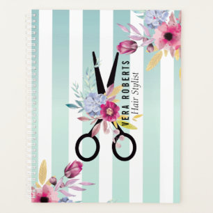 Agenda Salão de Tesoura Dourada floral e Bela Estilista