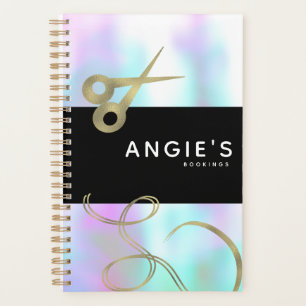 Agenda Salão Moderno Tesoura de Beleza Ouro Booking Holog