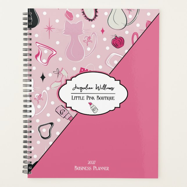 Agenda Salão Rosa Feminino de Meados do Século (Frente)