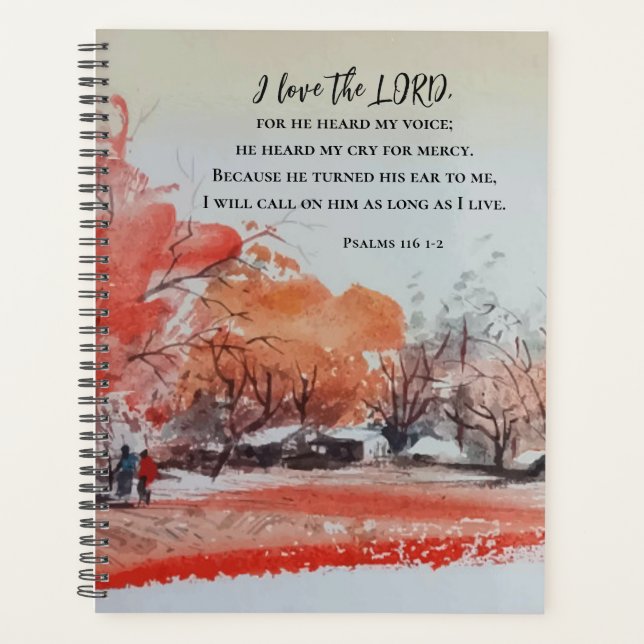 Agenda Salmos 116 1-2 Adoro a Bíblia LORD Verse (Frente)
