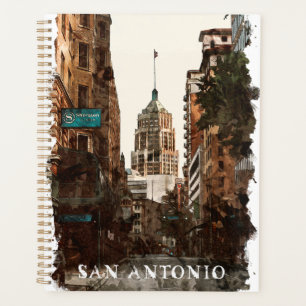 Agenda San Antonio Texas Vintage City Viagem Watercolor