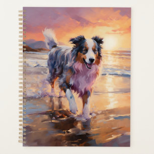 Agenda Sandy Australian Shepherd Dog on Beach Sunset